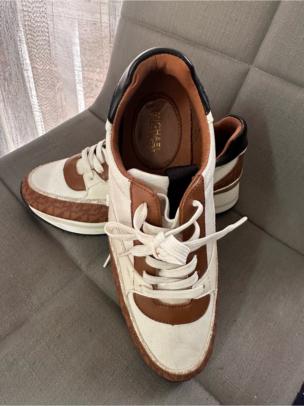 Michael Kors Women’s Cream & Brown Low-Top Sneakers